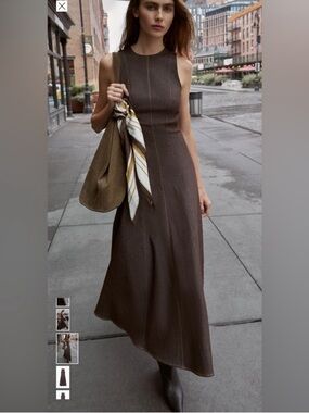 Zara Sleeveless Brown Maxi Dress L